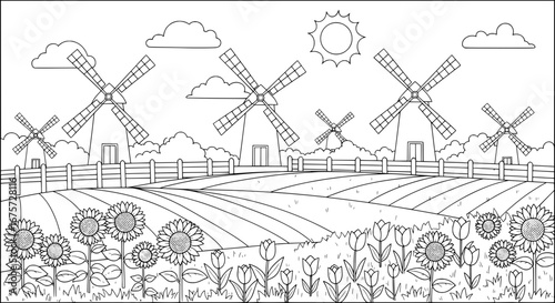 Windmills with transparent background