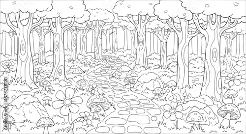 Forest pathway with transparent background