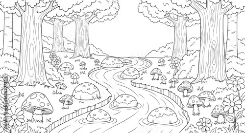 Mushroom forest with transparent background