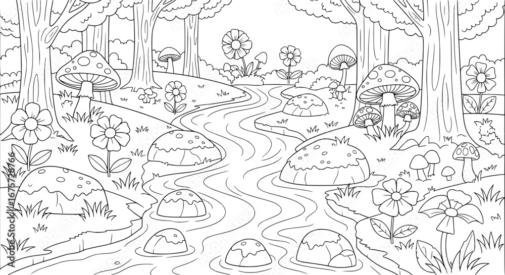 Fototapeta premium Mushroom forest with transparent background