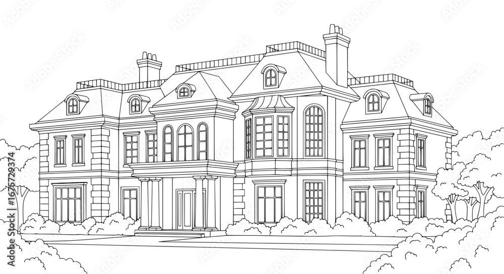 Fototapeta premium Victorian mansion with transparent background