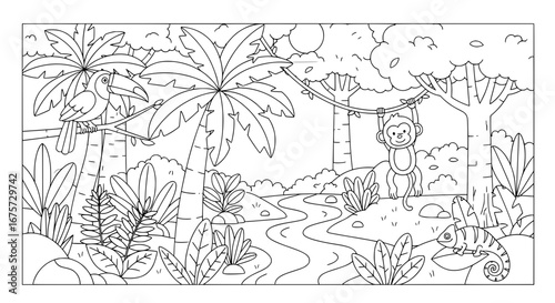 Jungle scenery with transparent background