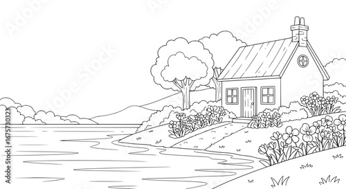 Countryside house with transparent background