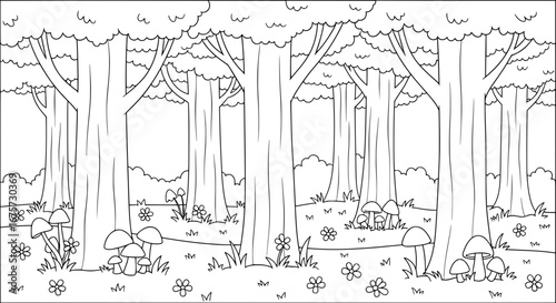 Mushroom forest scene with transparent background