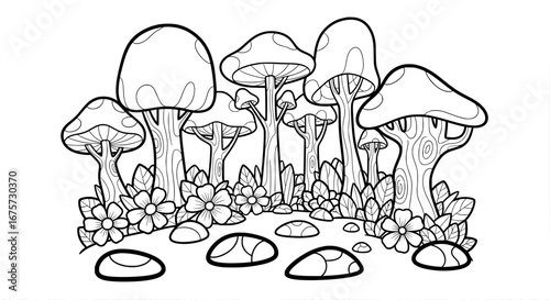 Mushroom cluster with transparent background