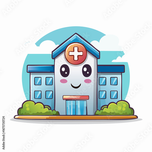 Cute Cartoon Hospital Mascot Illustration