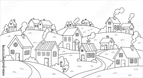 Countryside village scene with transparent background