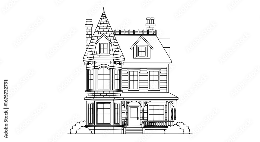 Naklejka premium Historic Victorian house with transparent background