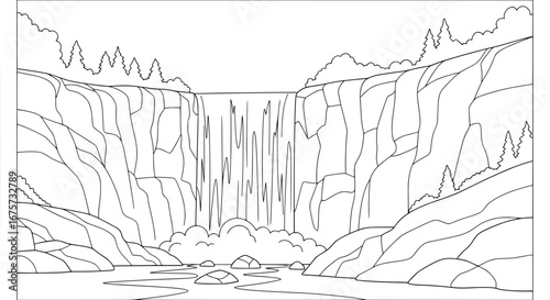 Waterfall scene with transparent background