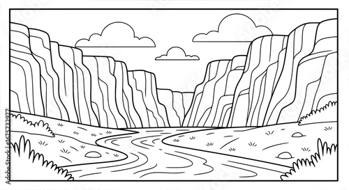 Scenic canyon landscape with transparent background