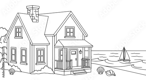 House by the water with transparent background