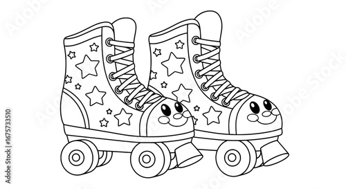 Children's roller skates with transparent background