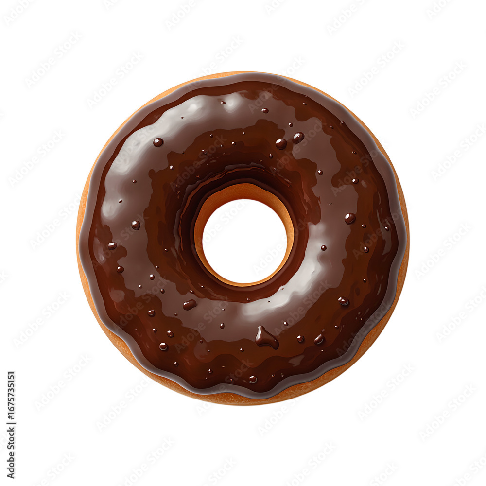 A mouthwatering glazed donut topped with a rich chocolate drizzle enticingly displayed against a clean white backdrop, isolated A mouthwatering glazed donut topped with a rich chocolate drizzle enticingly displayed against a clean white backdrop, isolated