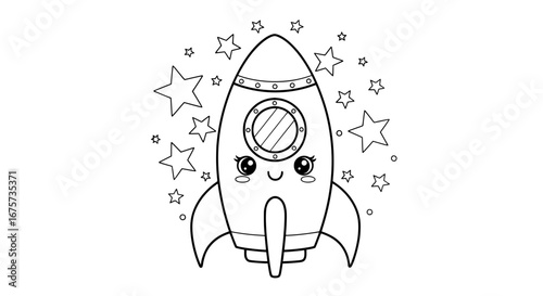 Cute rocket with transparent background