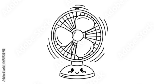 Cute desk fan with transparent background