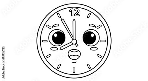 Cute panda face clock with transparent background