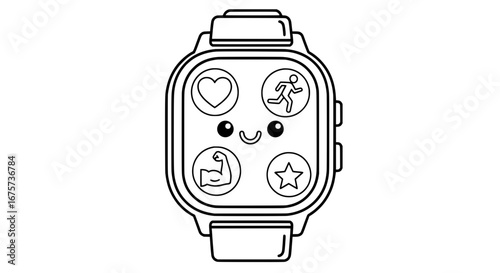 Cute smartwatch with transparent background