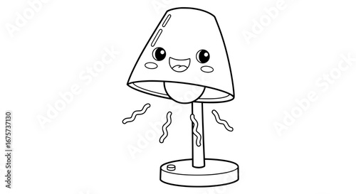 Cute lampshade character with transparent background