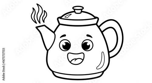 Playful teapot character with transparent background