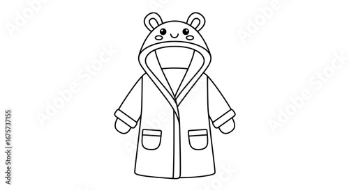 Cute bear wearing a raincoat with transparent background