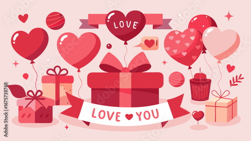 Happy valentine s day greeting with hearts and arrows