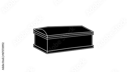 Simple coffin illustration on a white background for thematic design
