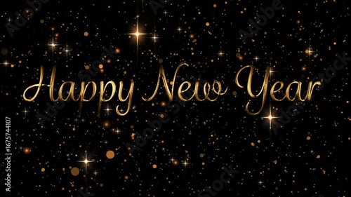 Wallpaper Mural Animation of falling golden confetti and happy new year text over dark background Torontodigital.ca