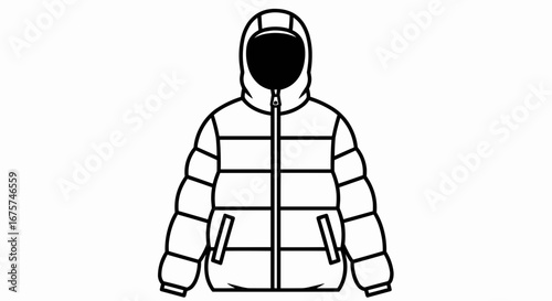 Vector Illustration Icon Winter Puffer Jacket for Apparel Design
