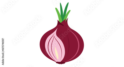 Fresh red onion illustration, perfect for culinary projects, cooking blogs, and food-related designs