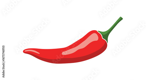 Vibrant red chili pepper isolated on white, perfect for food blogs, recipes, and spicy concepts