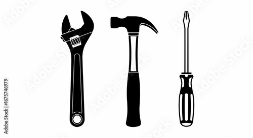 Essential hand tools vector illustration icon set for repair