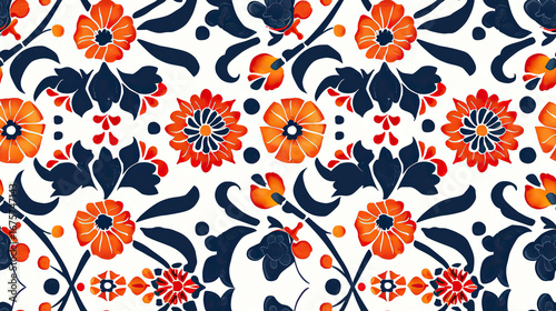 seamless floral pattern tile with flowers in orange blue and white. Black snake skin seamless tile. Repeating and looping background for print, banners, and wallpaper.
 