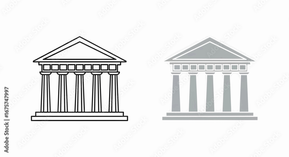 Obraz premium Classical Architecture Vector Illustration Icon Set