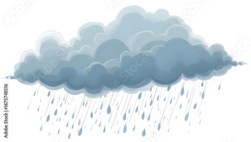 Cartoon storm cloud on white background