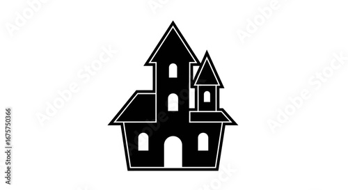 Spooky Haunted House Outline