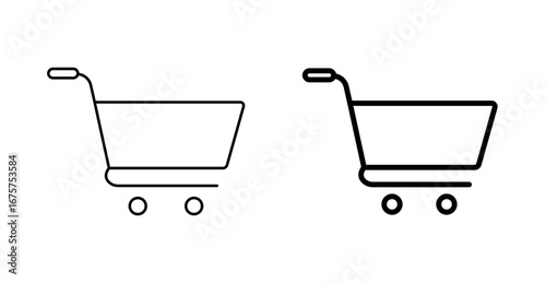 Shopping Cart Icon for E-commerce and Online Store – Outline and Glyph Style