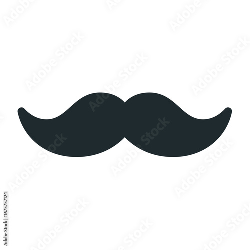 Classic dark handlebar mustache isolated on a black background