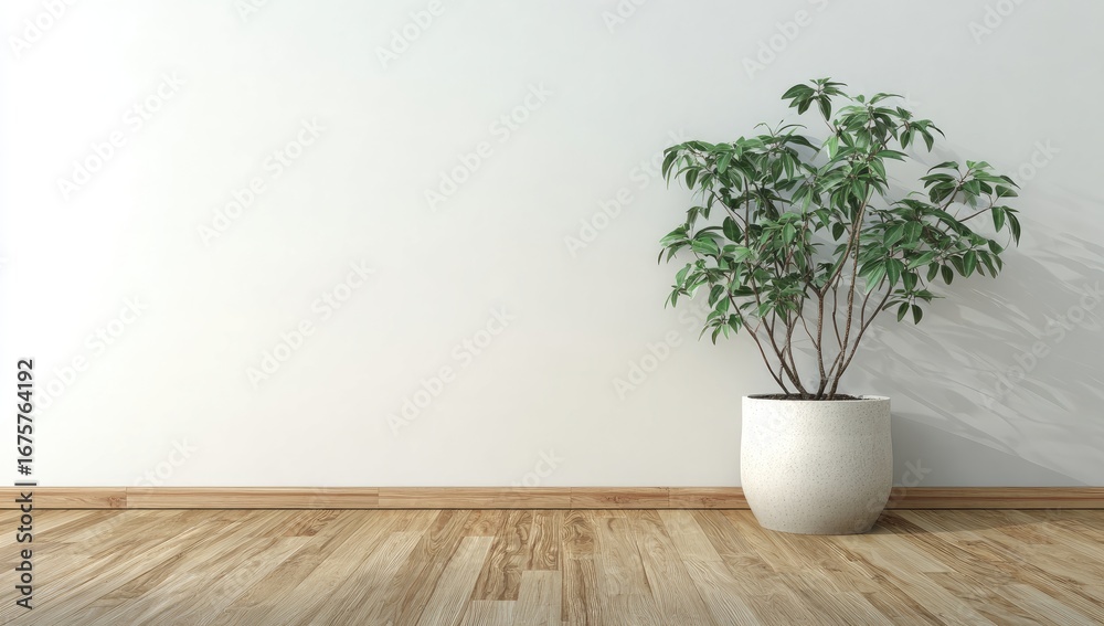 Fototapeta premium Minimalist interior scene with a plant