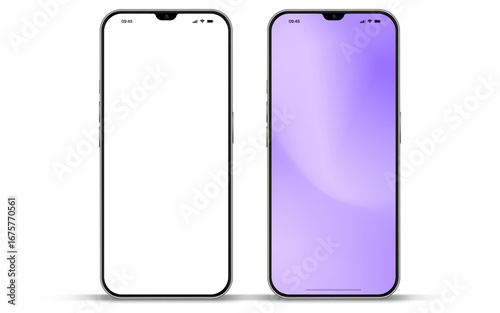 Realistic smartphone mockup. Mobile phone vector with isolated on white background. Device front view. 3D mobile phone with shadow. Realistic, high quality smart phone mockup for ui ux presentation.