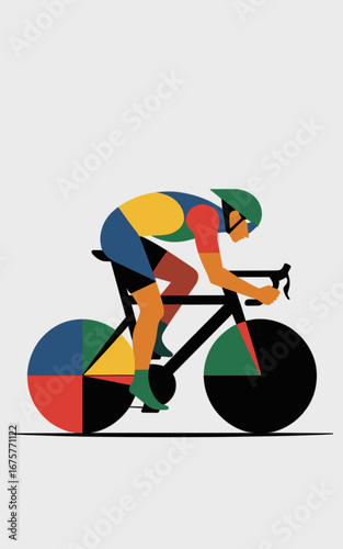 Ciclista 003 Geometrico Astratto - Design Artistico Sportivo Moderno con Forme Colorate