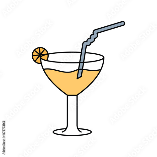 Mocktail  lineal color line icon with white background vector stock illustration