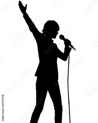 silhouette of a man with a microphone