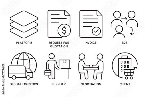 Collection of business procurement icons