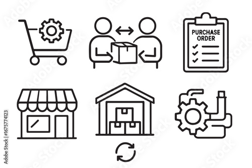 Flat outline icon set for digital projects