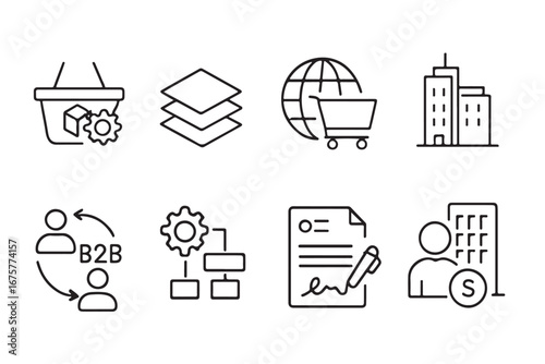 Modern thin line corporate icon set for business branding