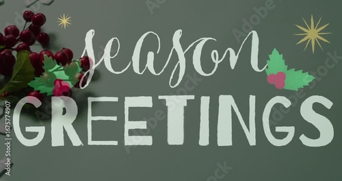 Wallpaper Mural Animation of christmas greetings text over christmas decorations Torontodigital.ca