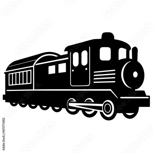 High Contrast Black Train Silhouette Vector for Print Logos Stickers and Digital Design
