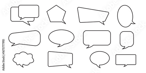Set of speech bubbles. Speak bubble text, cartoon chatting box, message box. Blank empty speech bubbles. Speech bubble comic sign. 