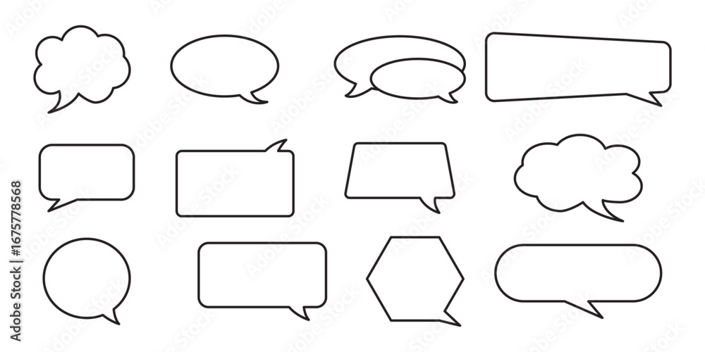 Obraz premium Set of speech bubbles. Speak bubble text, cartoon chatting box, message box. Blank empty speech bubbles . Blank white speech bubbles. eps 10