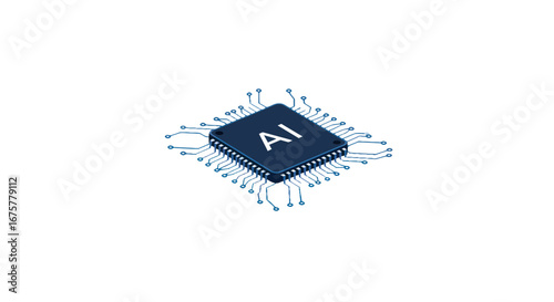 Artificial intelligence chip technology microchip processor ai future innovation system on transparent background